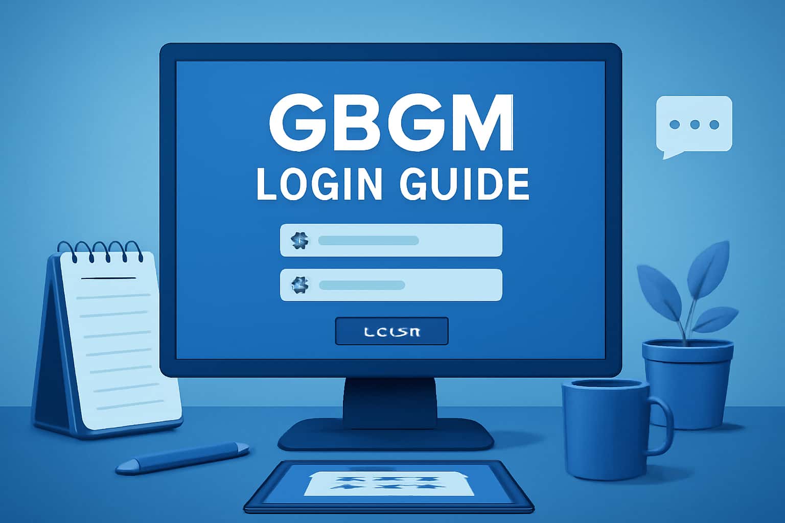 Illustration of GBGM Login Guide with emphasis on security and accessibility.