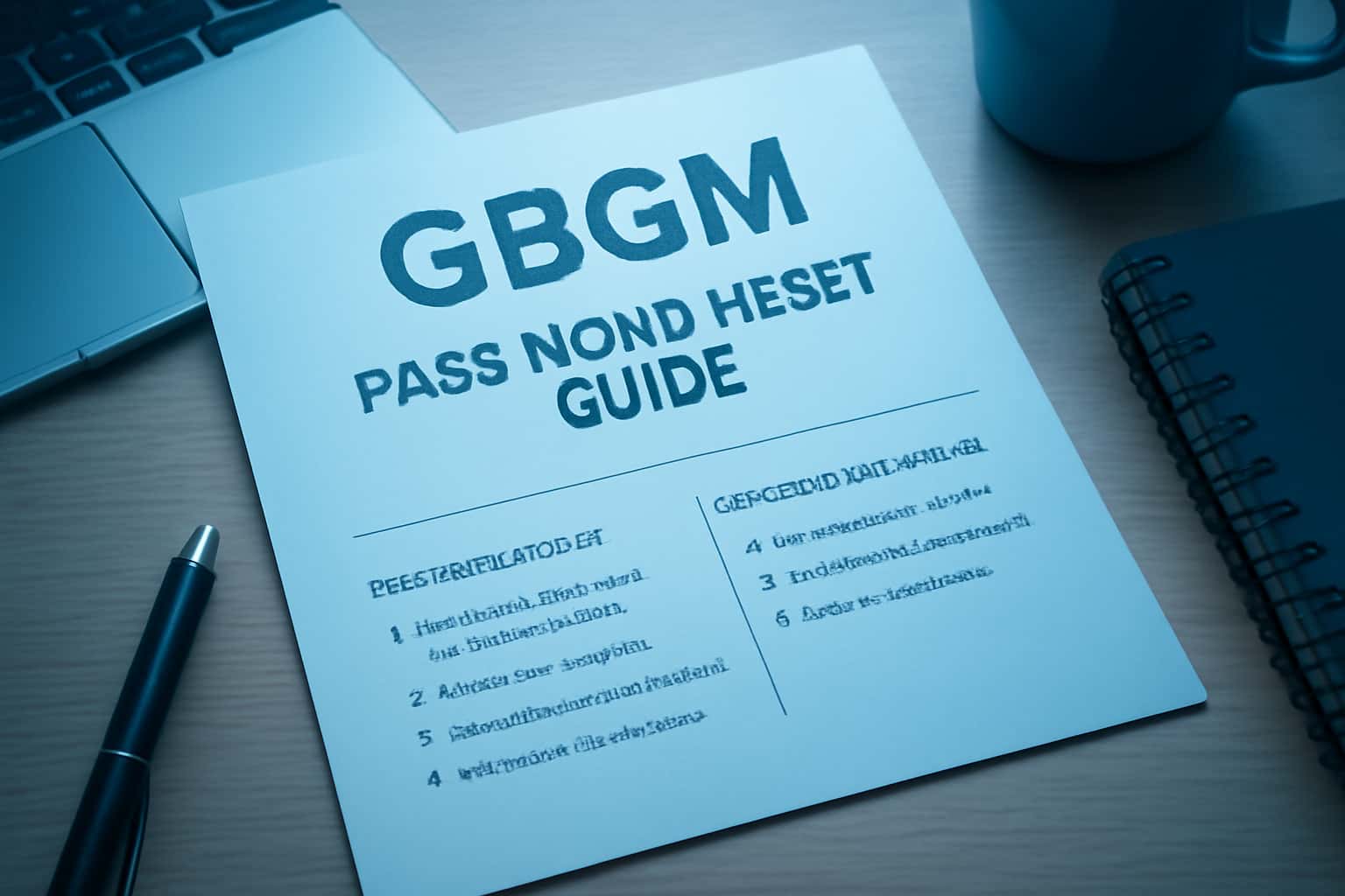 An illustration of the GBGM Password Reset Guide with clear text and a futuristic design.