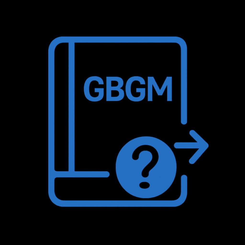 Minimalistic badge for GBGM account access guidance.