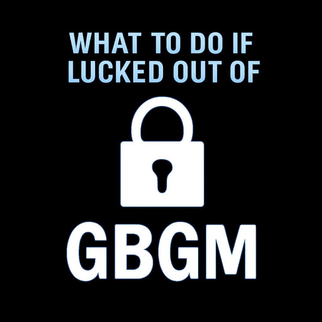 Badge representing guidance for recovering a locked GBGM account.