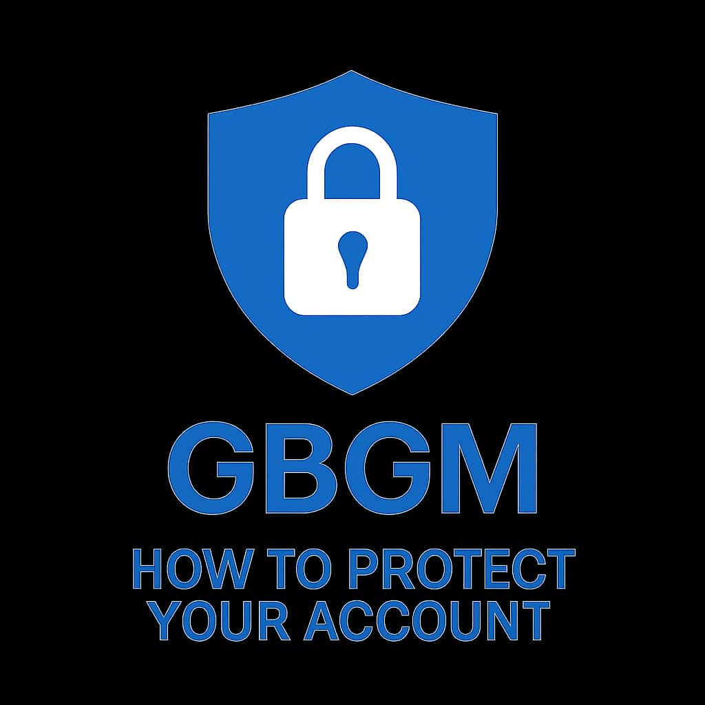 An icon symbolizing account protection, featuring the text GBGM in a clean format.